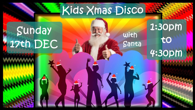 Kids Xmas Disco event promo slide