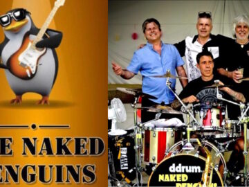 Naked Penguins 4-piece band photo and logo montage for promo slide