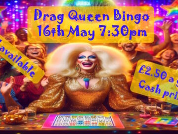 Featured image and promo slide for Drag Bingo event 16 MAY 2025