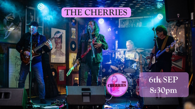 The Cherries SEP 2025 Slide Promotion slide for The Cherries band event on 6th September 2025