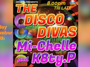 Promotional slide for disco on Friday 19th September by Disco Divas Mi-chelle and K8ty.P