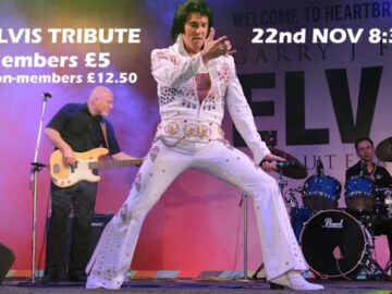 Gary J Foley on stage as Elvis in his world-famous Elivis Tribute show coming to the Club on 22nd November 2025 at 8:30pm