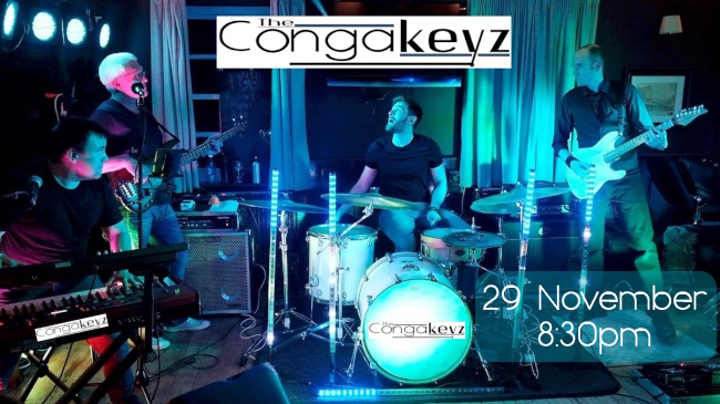 29th November promo slide for 4-piece covers band The Conga Keyz