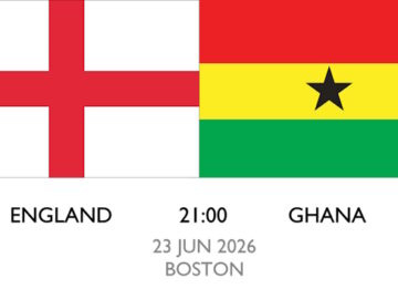 Football World Cup 2026 England v Ghana 23 JUN in Boston fixture poster