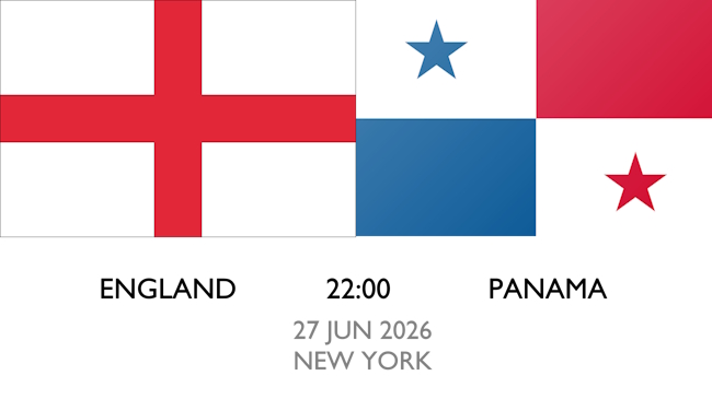 Football World Cup 2026 England v Panama 27 JUN in New York fixture poster