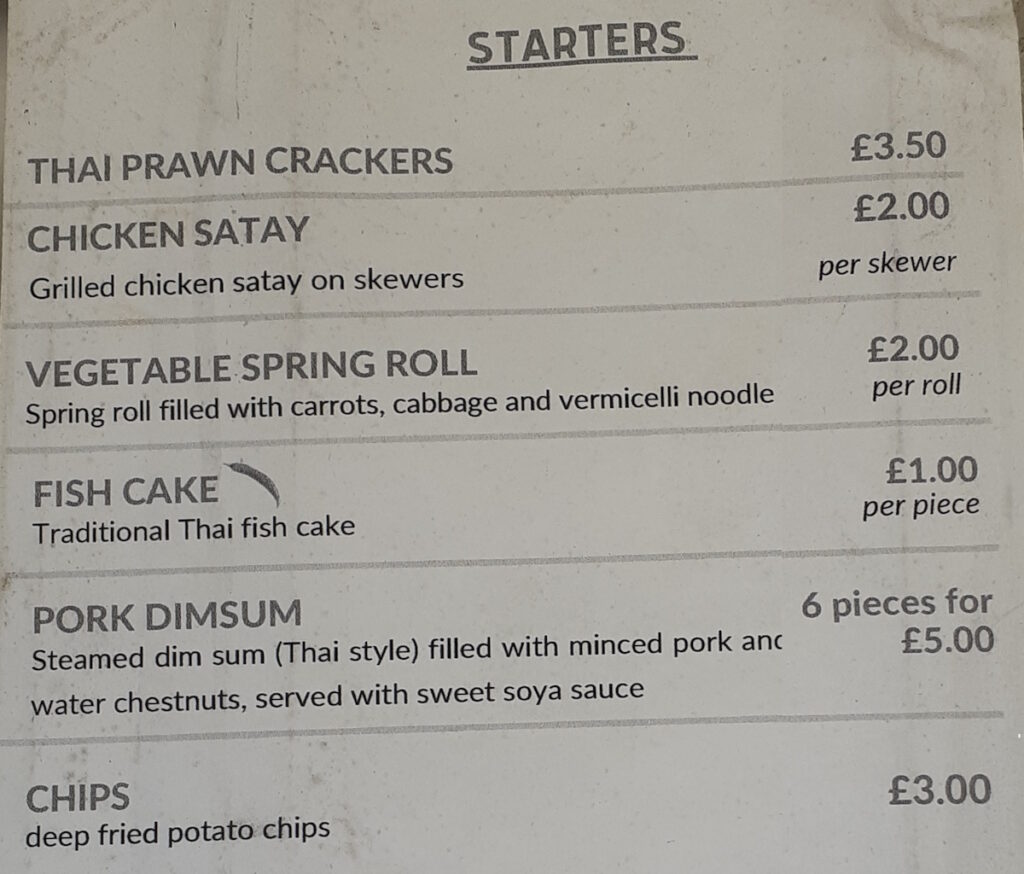 Photo of Thai Bite street food van Starters with prices range £2 to £5