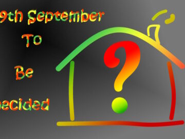 Graphic with multicoloured question mark and date 19th September